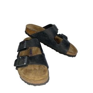 Birkenstock Arizona Women's Soft Footbed Black Leather Sandal - EU Size 36